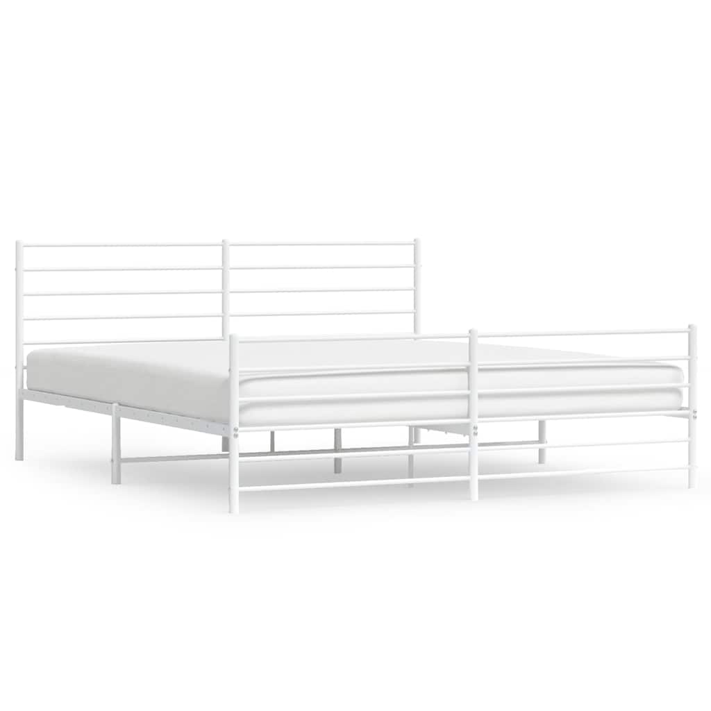sengeramme med sengegavl og fodgærde 193x203 cm metal hvid