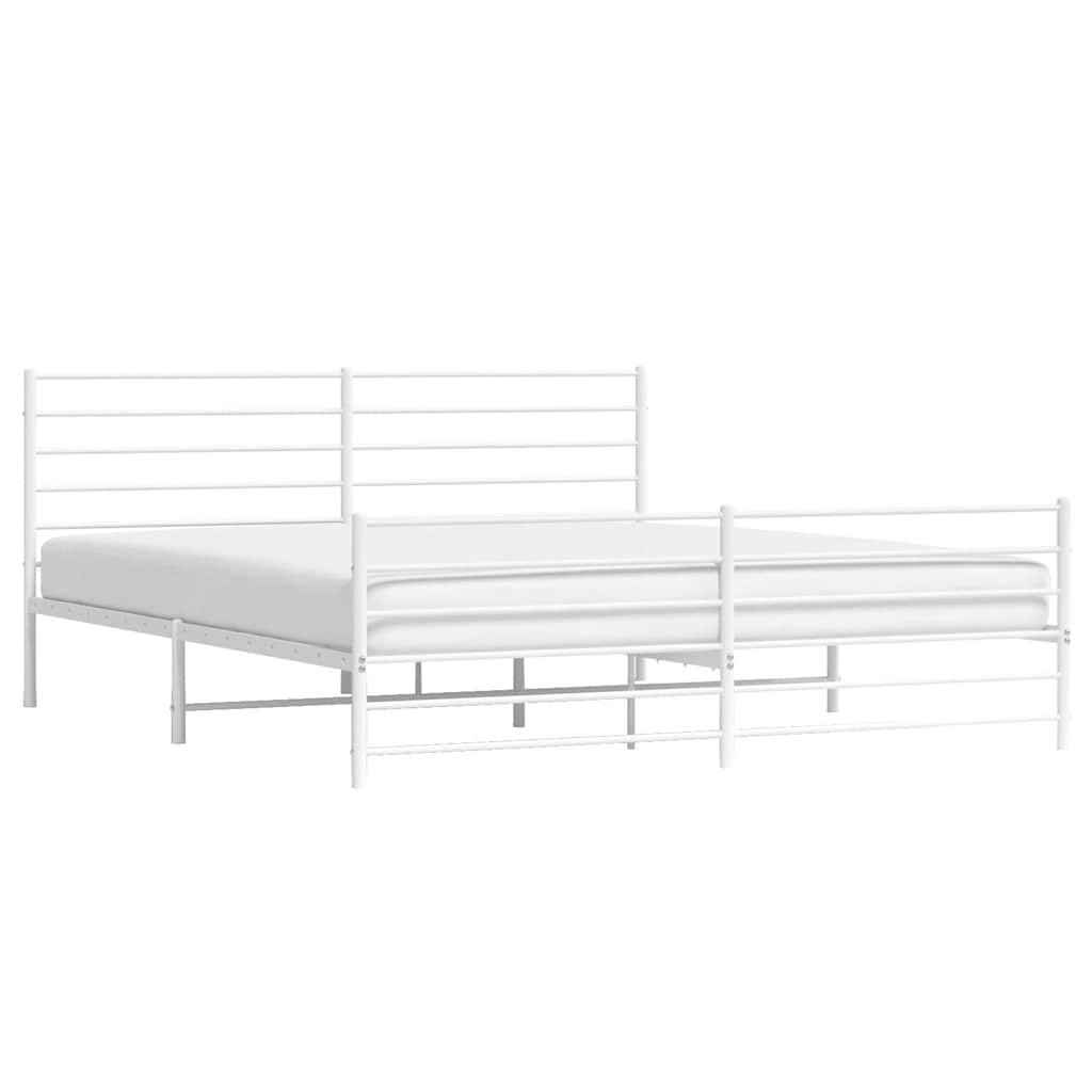 sengeramme med sengegavl og fodgærde 193x203 cm metal hvid