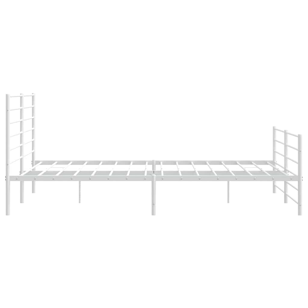 sengeramme med sengegavl og fodgærde 193x203 cm metal hvid