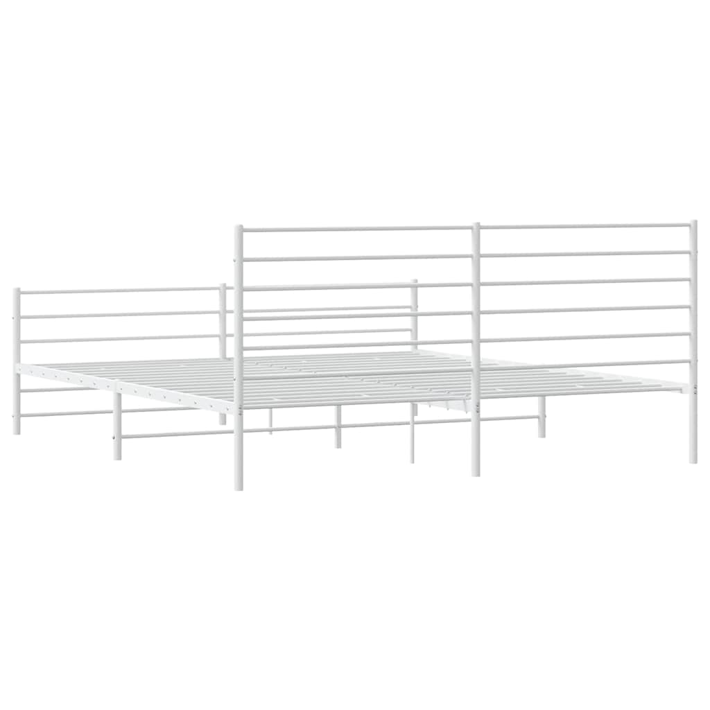 sengeramme med sengegavl og fodgærde 193x203 cm metal hvid