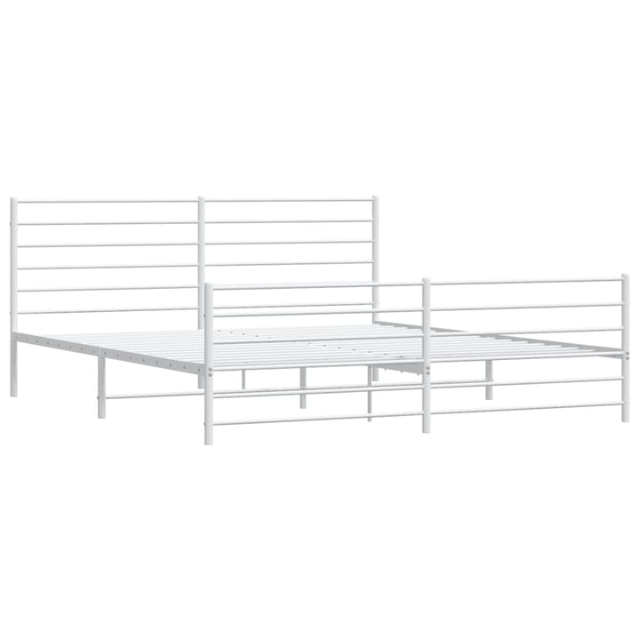 sengeramme med sengegavl og fodgærde 200x200 cm metal hvid