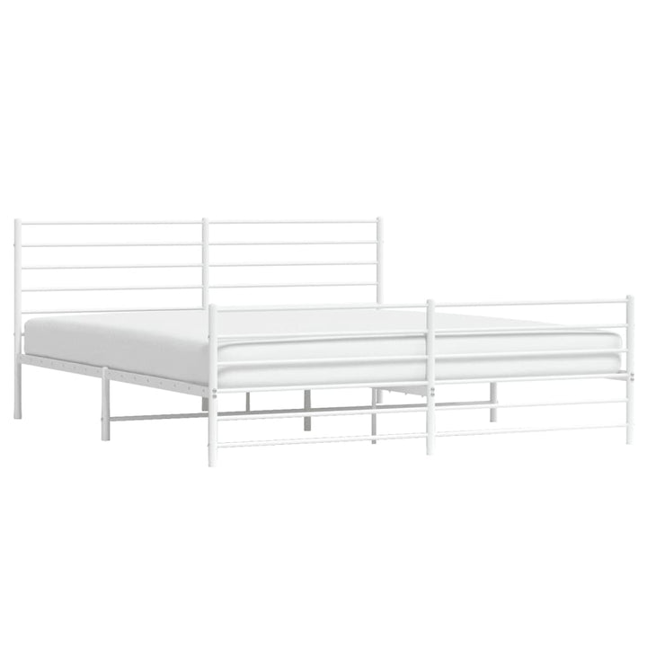 sengeramme med sengegavl og fodgærde 200x200 cm metal hvid