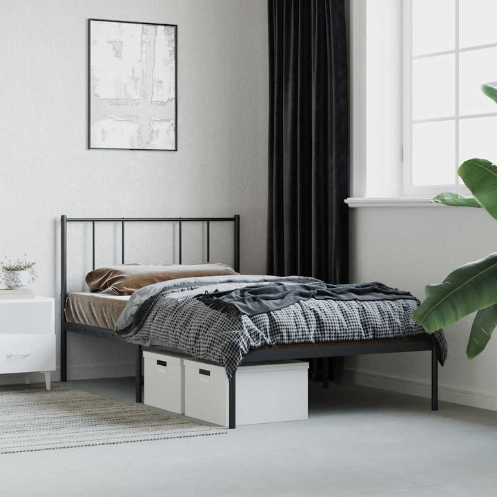 sengeramme med sengegavl 90x190 cm metal sort