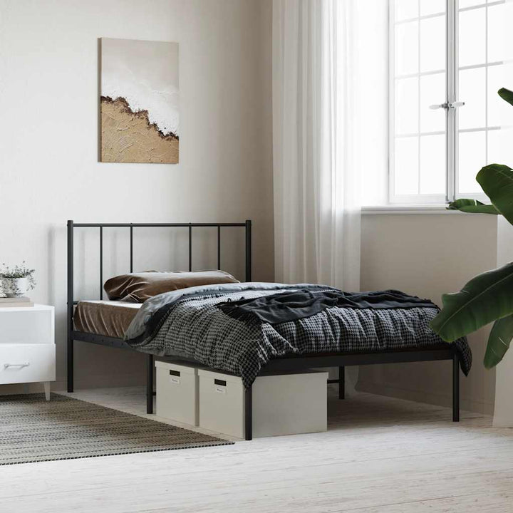 sengeramme med sengegavl 90x190 cm metal sort