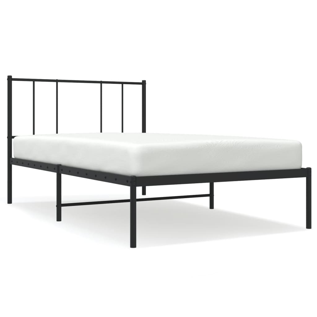 sengeramme med sengegavl 90x200 cm metal sort