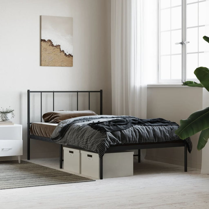 sengeramme med sengegavl 90x200 cm metal sort