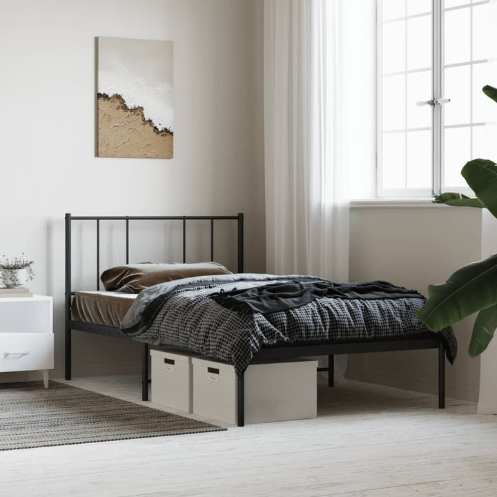 sengeramme med sengegavl 100x200 cm metal sort