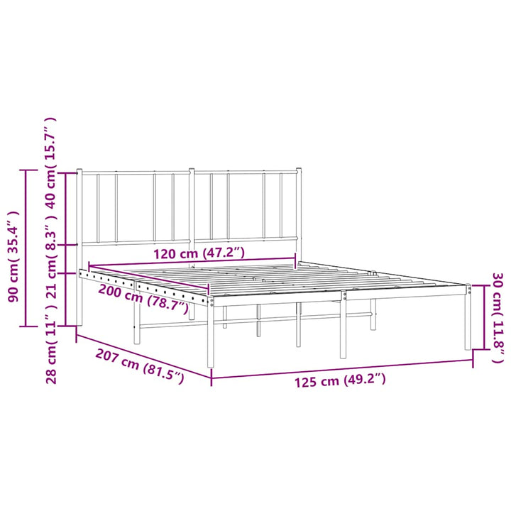 sengeramme med sengegavl 120x200 cm metal sort