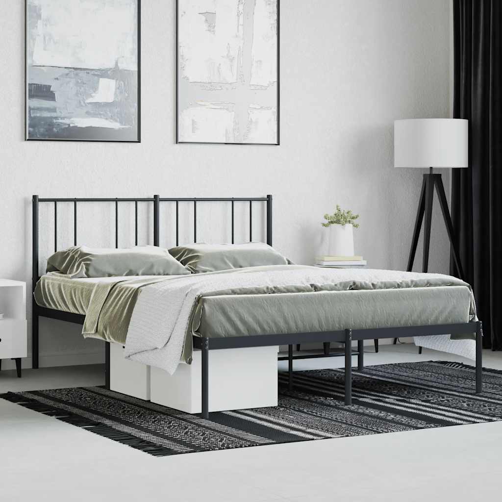 sengeramme med sengegavl 140x200 cm metal sort