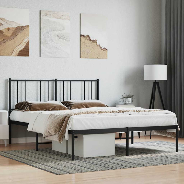 sengeramme med sengegavl 160x200 cm metal sort