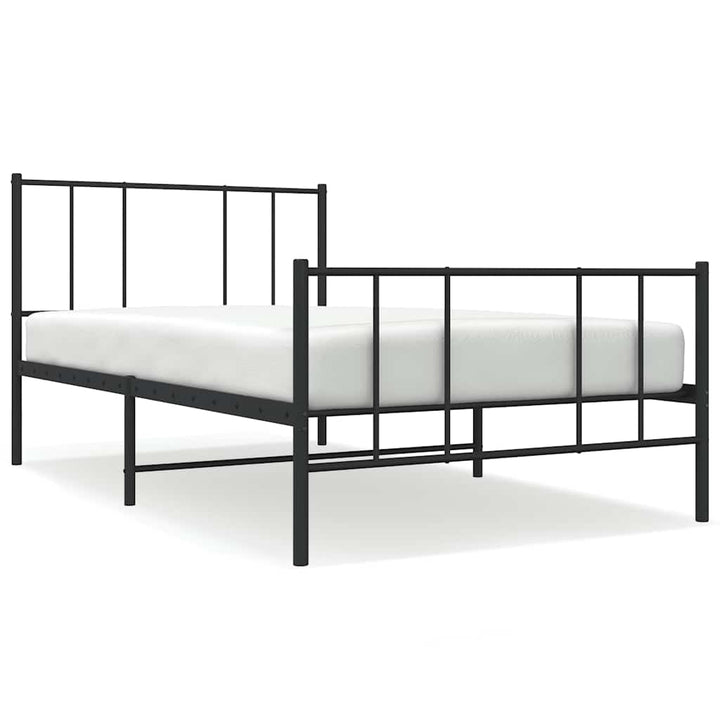 sengeramme med sengegavl og fodgærde 90x190 cm metal sort