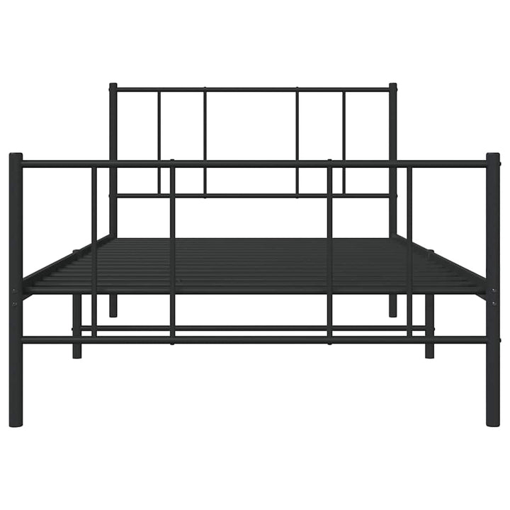 sengeramme med sengegavl og fodgærde 90x190 cm metal sort
