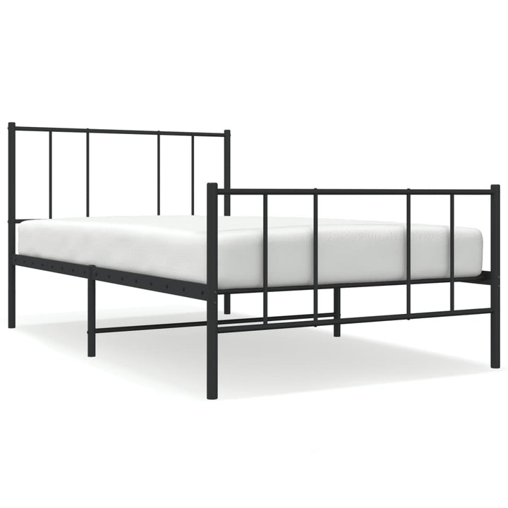 sengeramme med sengegavl og fodgærde 107x203 cm metal sort