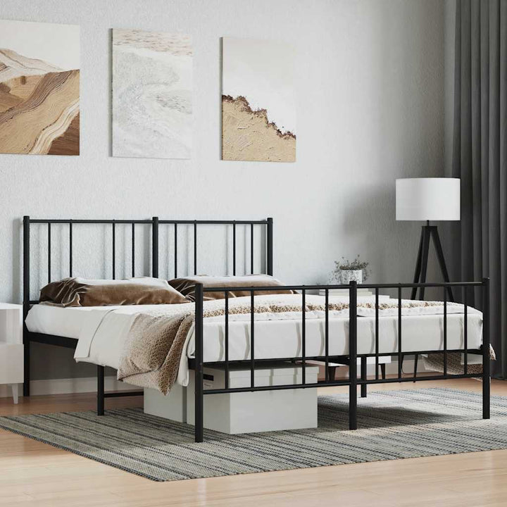 sengeramme med sengegavl og fodgærde 120x190 cm metal sort