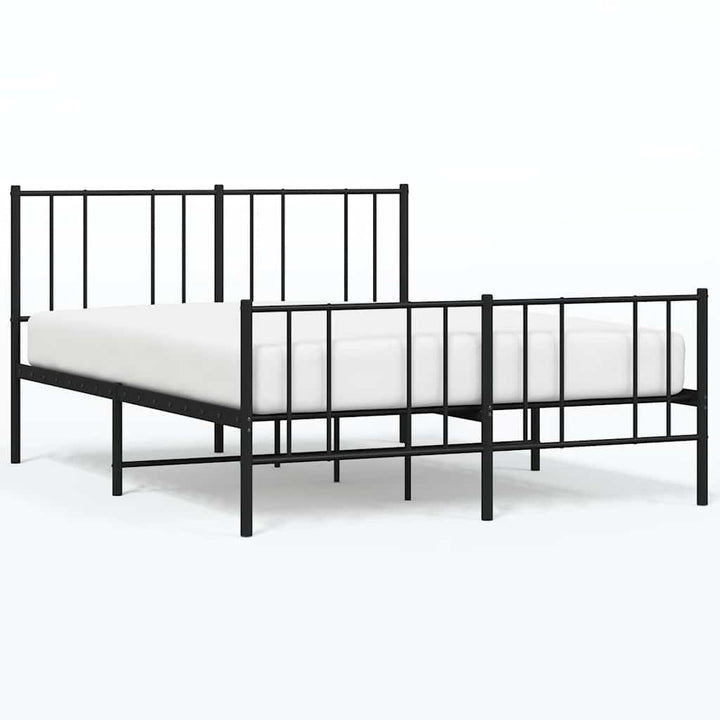sengeramme med sengegavl og fodgærde 135x190 cm metal sort