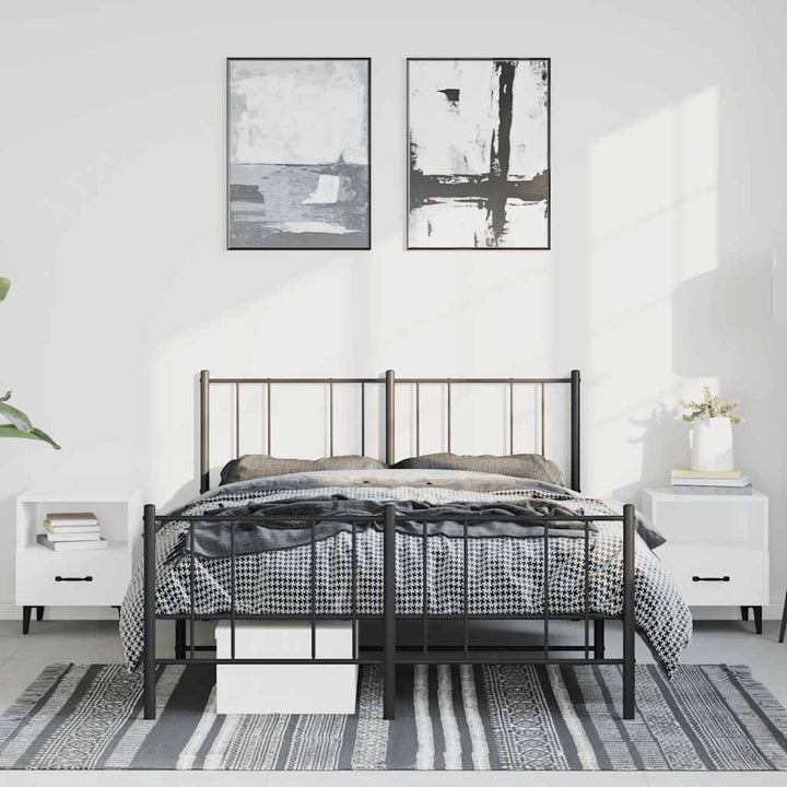 sengeramme med sengegavl og fodgærde 135x190 cm metal sort