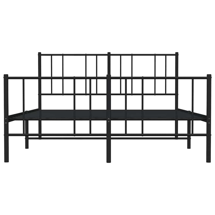sengeramme med sengegavl og fodgærde 135x190 cm metal sort