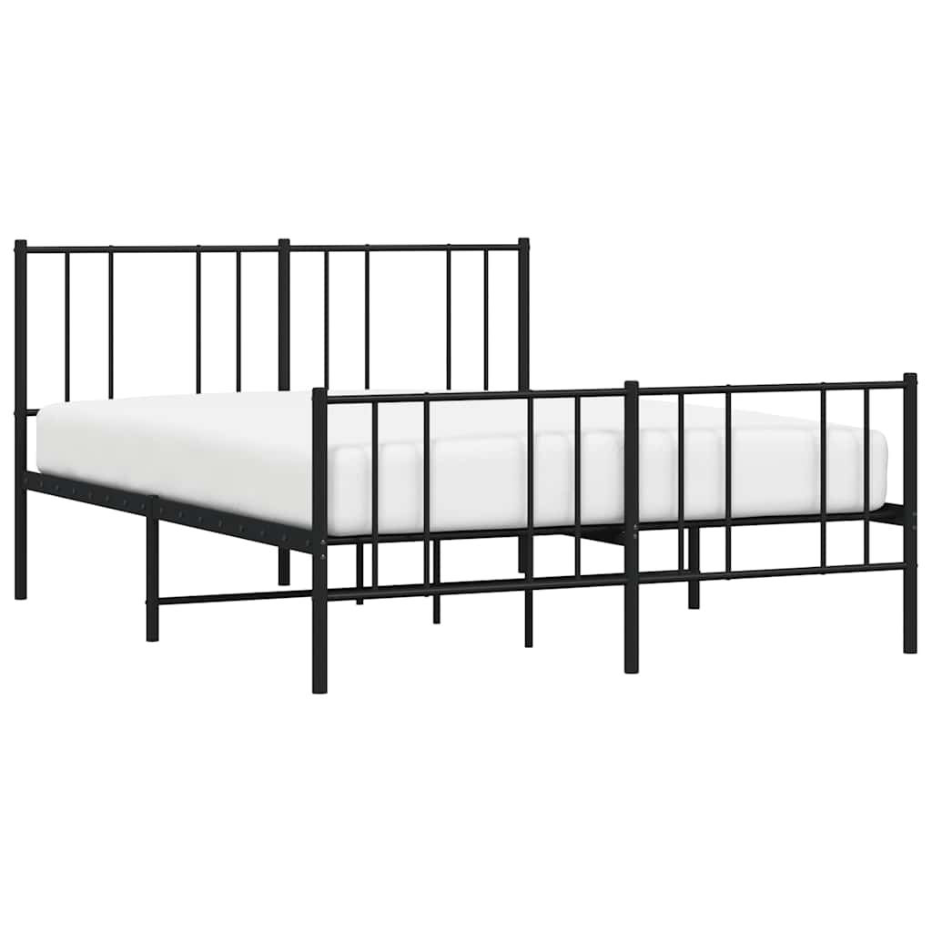 sengeramme med sengegavl og fodgærde 140x190 cm metal sort