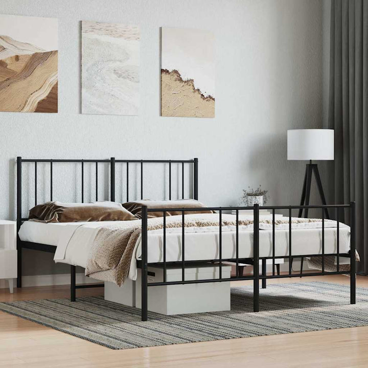 sengeramme med sengegavl og fodgærde 140x190 cm metal sort