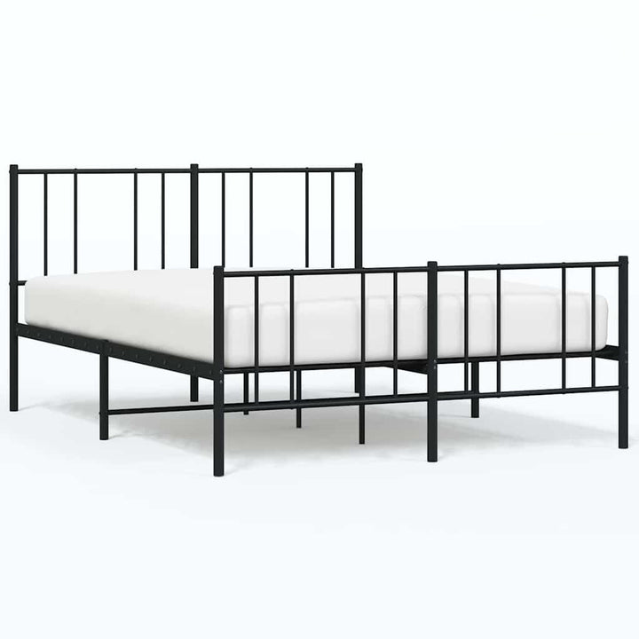 sengeramme med sengegavl og fodgærde 140x200 cm metal sort