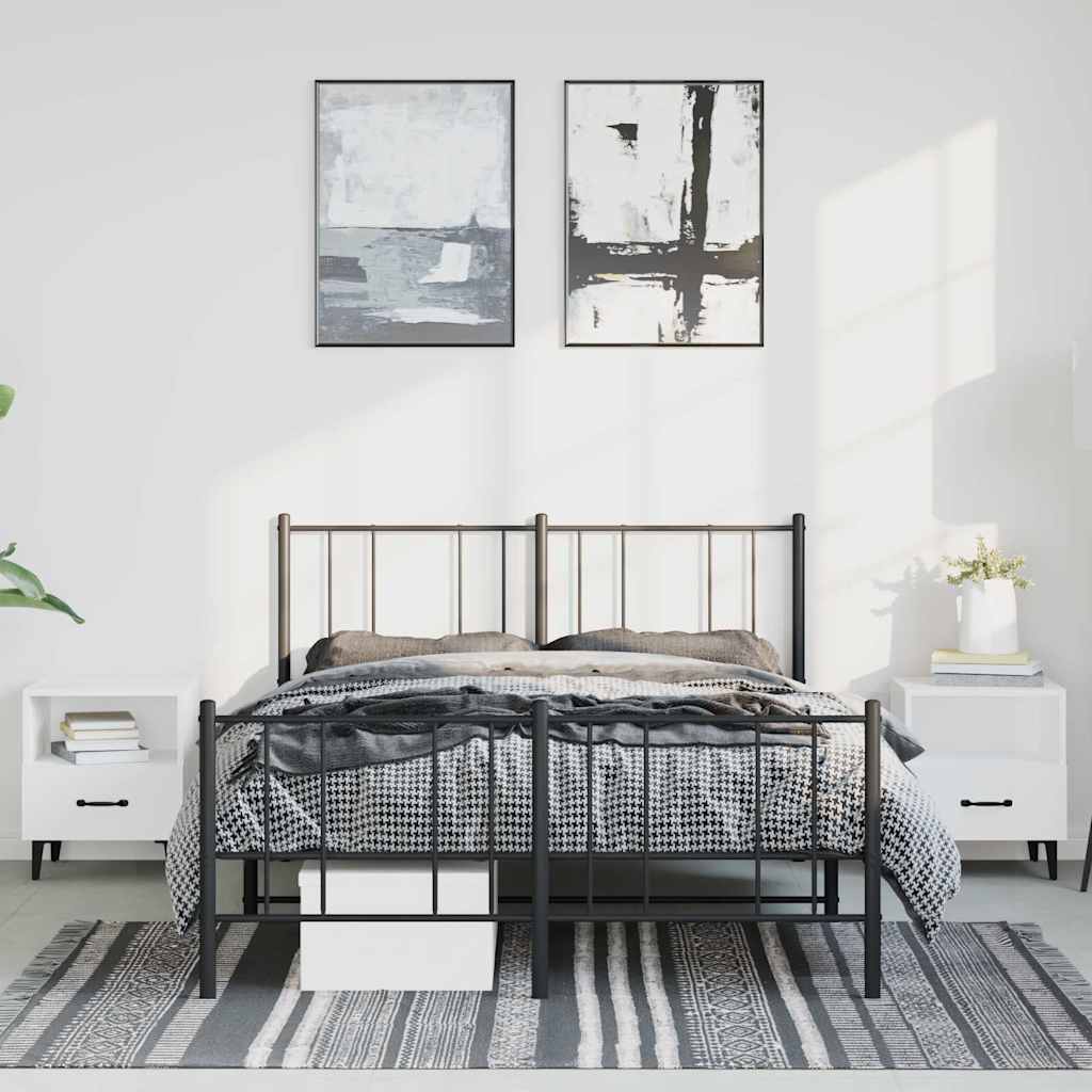 sengeramme med sengegavl og fodgærde 150x200 cm metal sort
