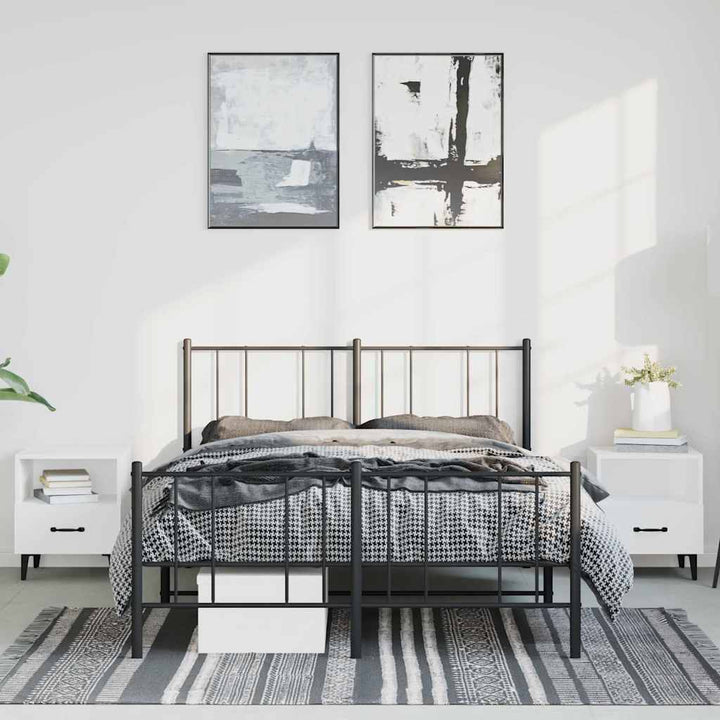 sengeramme med sengegavl og fodgærde 150x200 cm metal sort