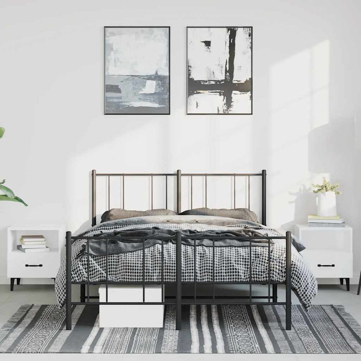 sengeramme med sengegavl og fodgærde 150x200 cm metal sort