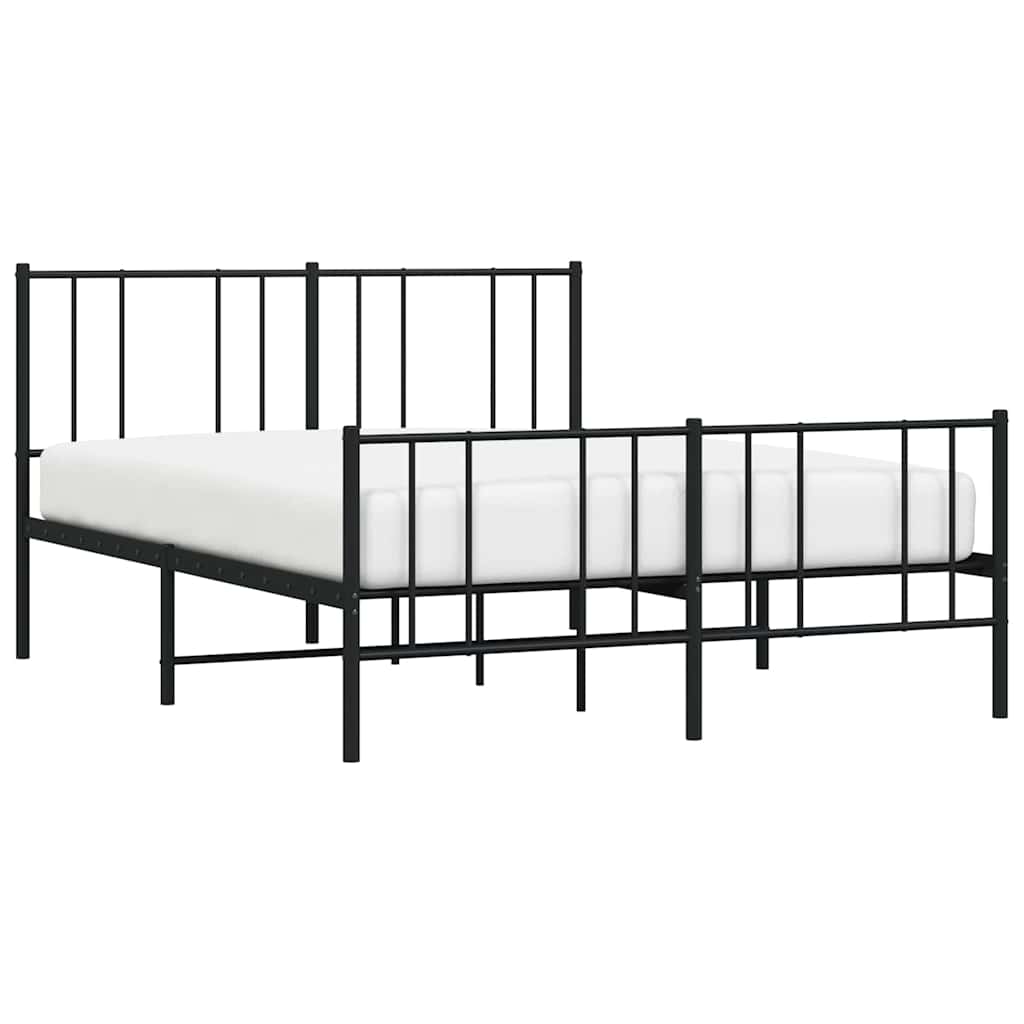 sengeramme med sengegavl og fodgærde 150x200 cm metal sort