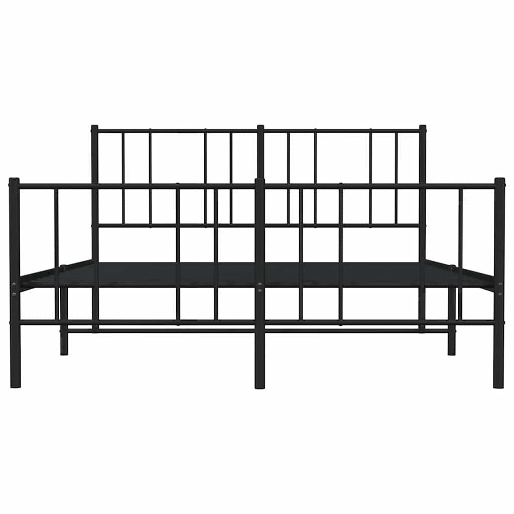 sengeramme med sengegavl og fodgærde 150x200 cm metal sort