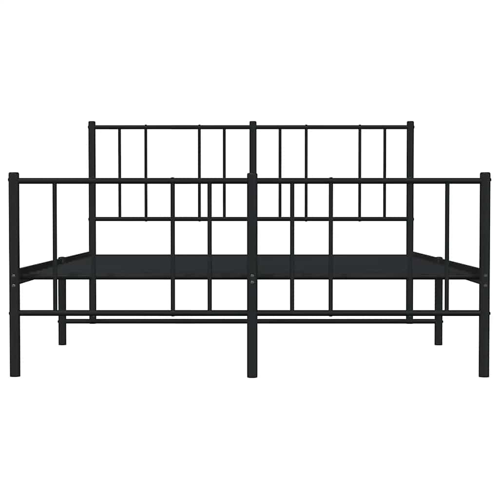 sengeramme med sengegavl og fodgærde 150x200 cm metal sort