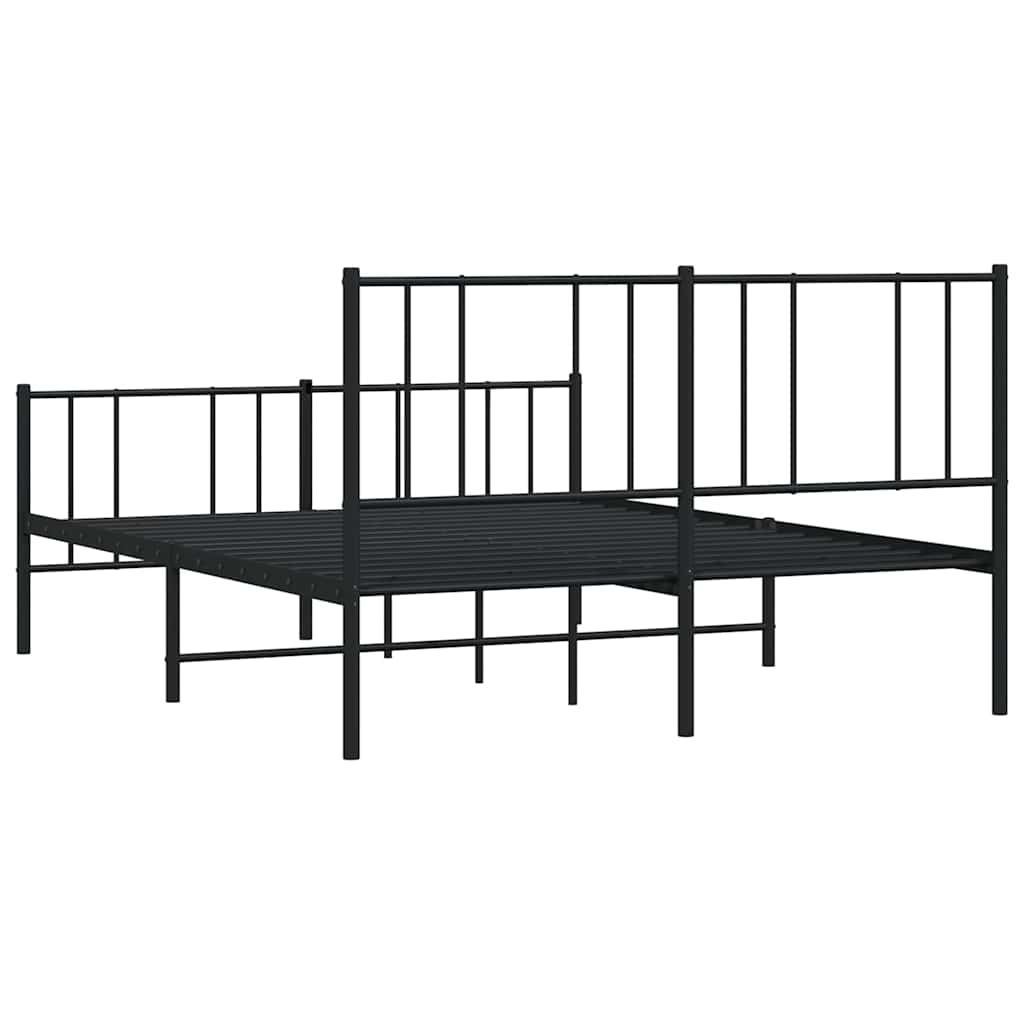 sengeramme med sengegavl og fodgærde 150x200 cm metal sort
