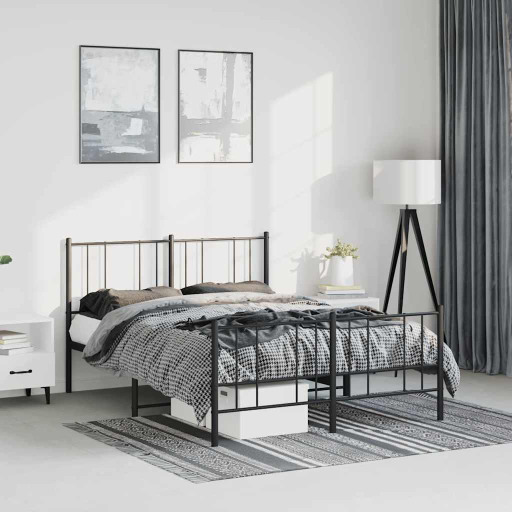 sengeramme med sengegavl og fodgærde 150x200 cm metal sort