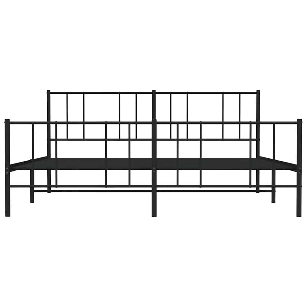 sengeramme med sengegavl og fodgærde 183x213 cm metal sort