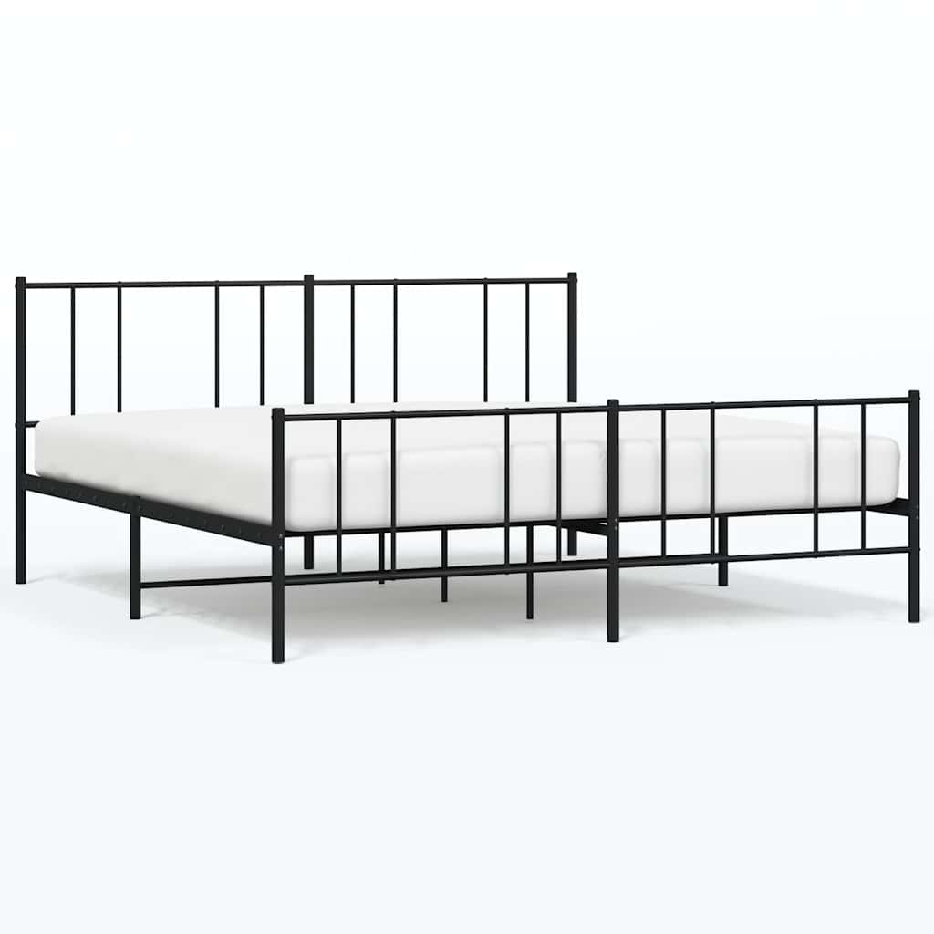 sengeramme med sengegavl og fodgærde 193x203 cm metal sort