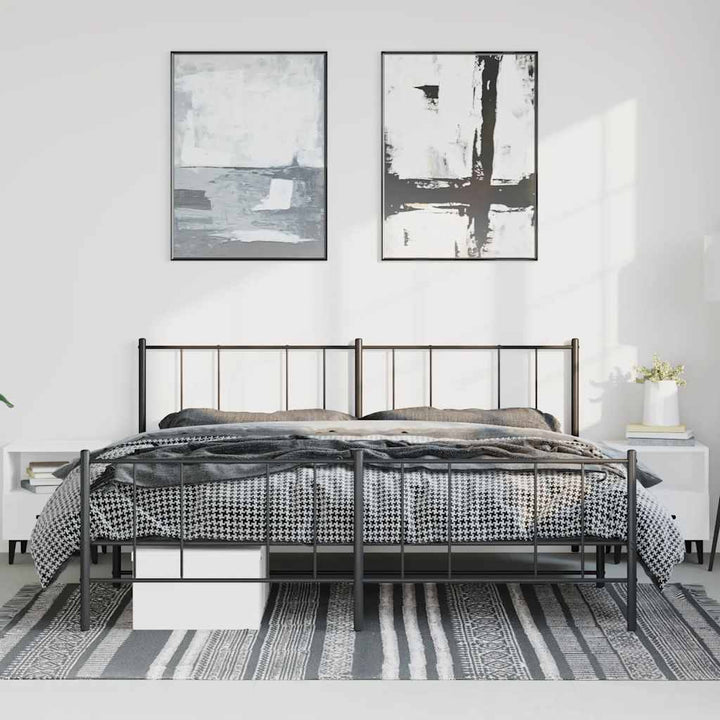 sengeramme med sengegavl og fodgærde 193x203 cm metal sort
