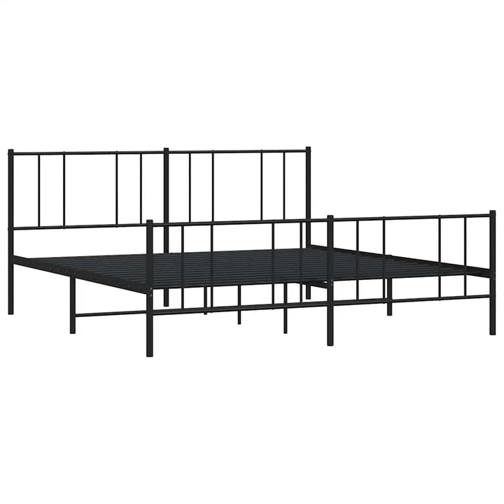 sengeramme med sengegavl og fodgærde 193x203 cm metal sort