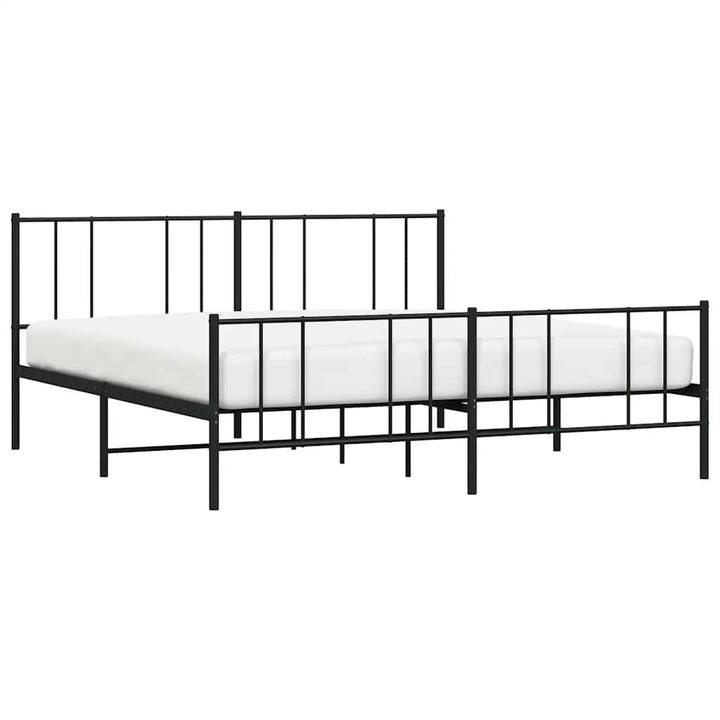 sengeramme med sengegavl og fodgærde 193x203 cm metal sort