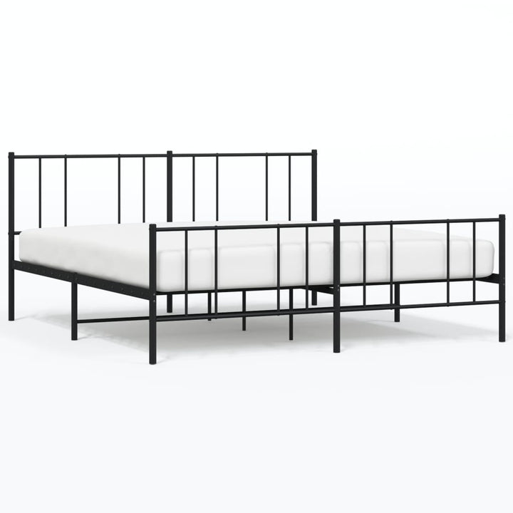 sengeramme med sengegavl og fodgærde 200x200 cm metal sort