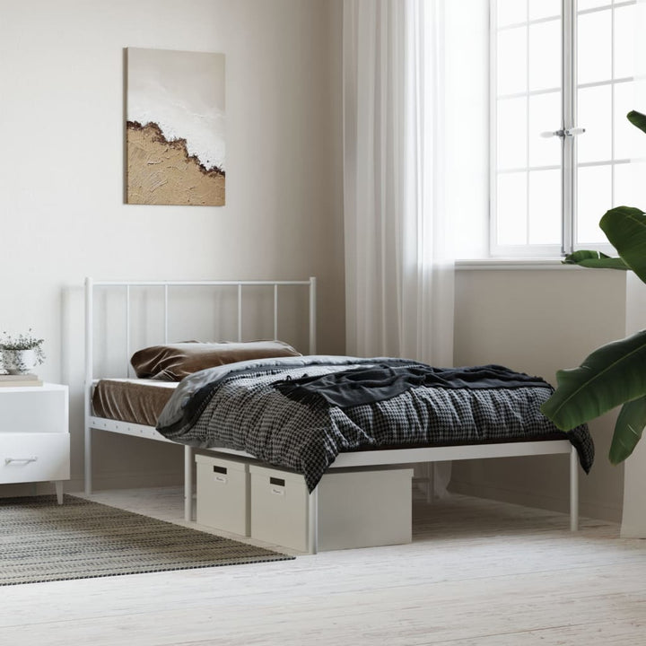 sengeramme med sengegavl 90x200 cm metal hvid