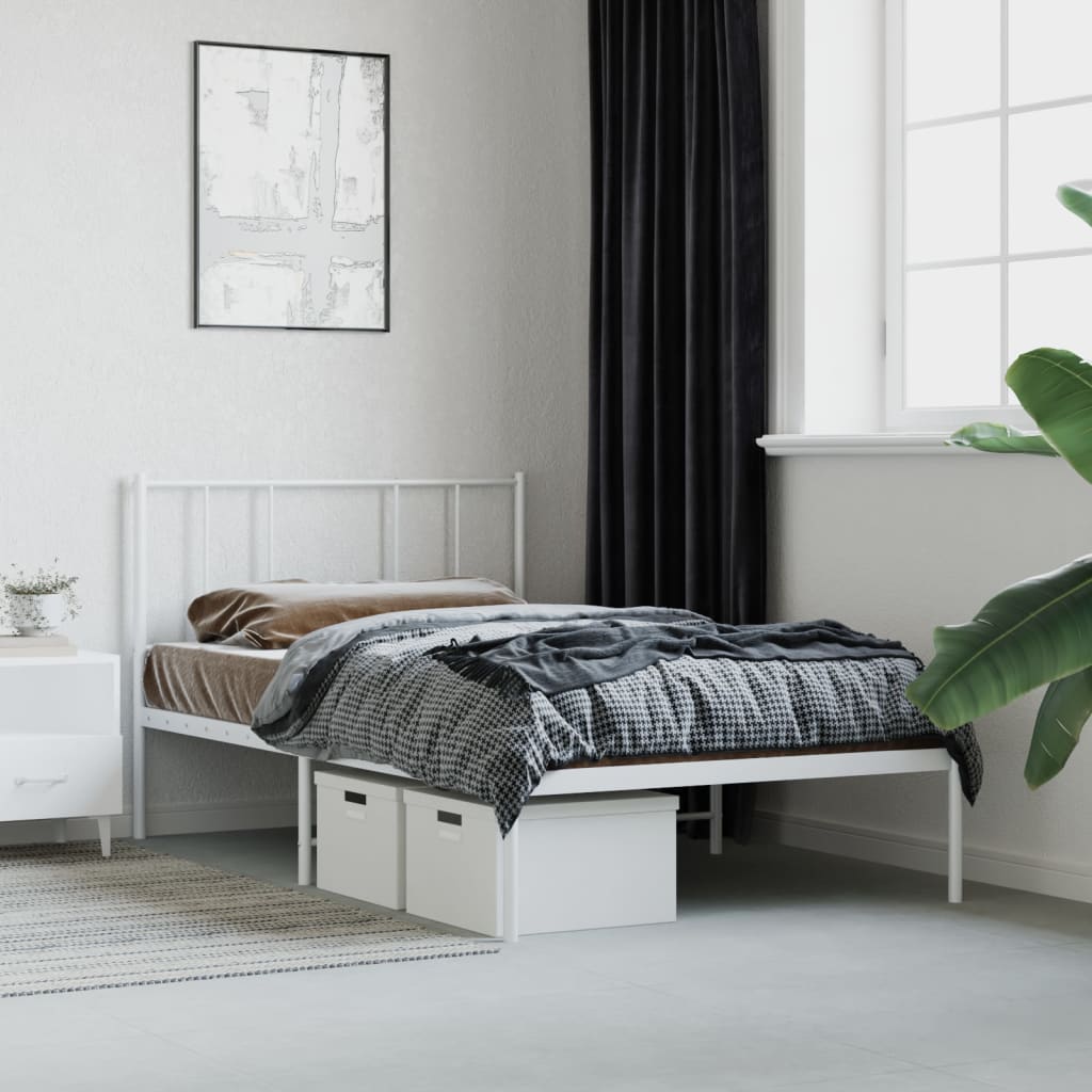 sengeramme med sengegavl 90x200 cm metal hvid