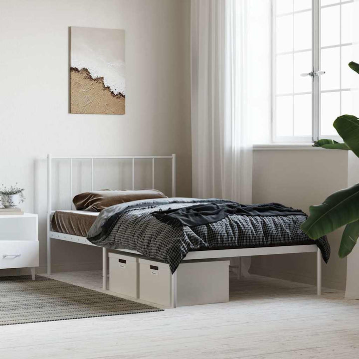 sengeramme med sengegavl 107x203 cm metal hvid