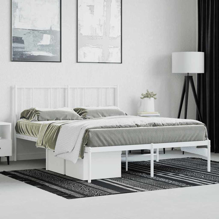 sengeramme med sengegavl 140x200 cm metal hvid