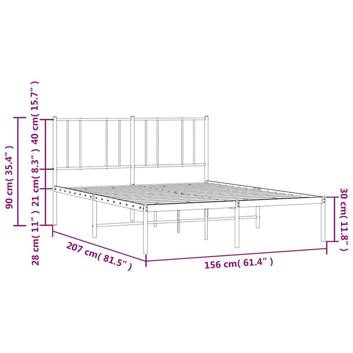 sengeramme med sengegavl 150x200 cm metal hvid