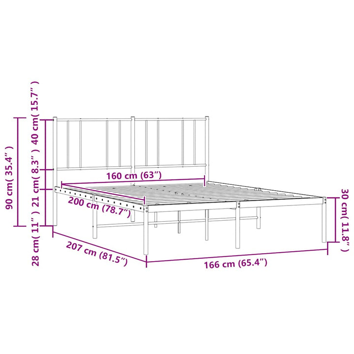 sengeramme med sengegavl 160x200 cm metal hvid
