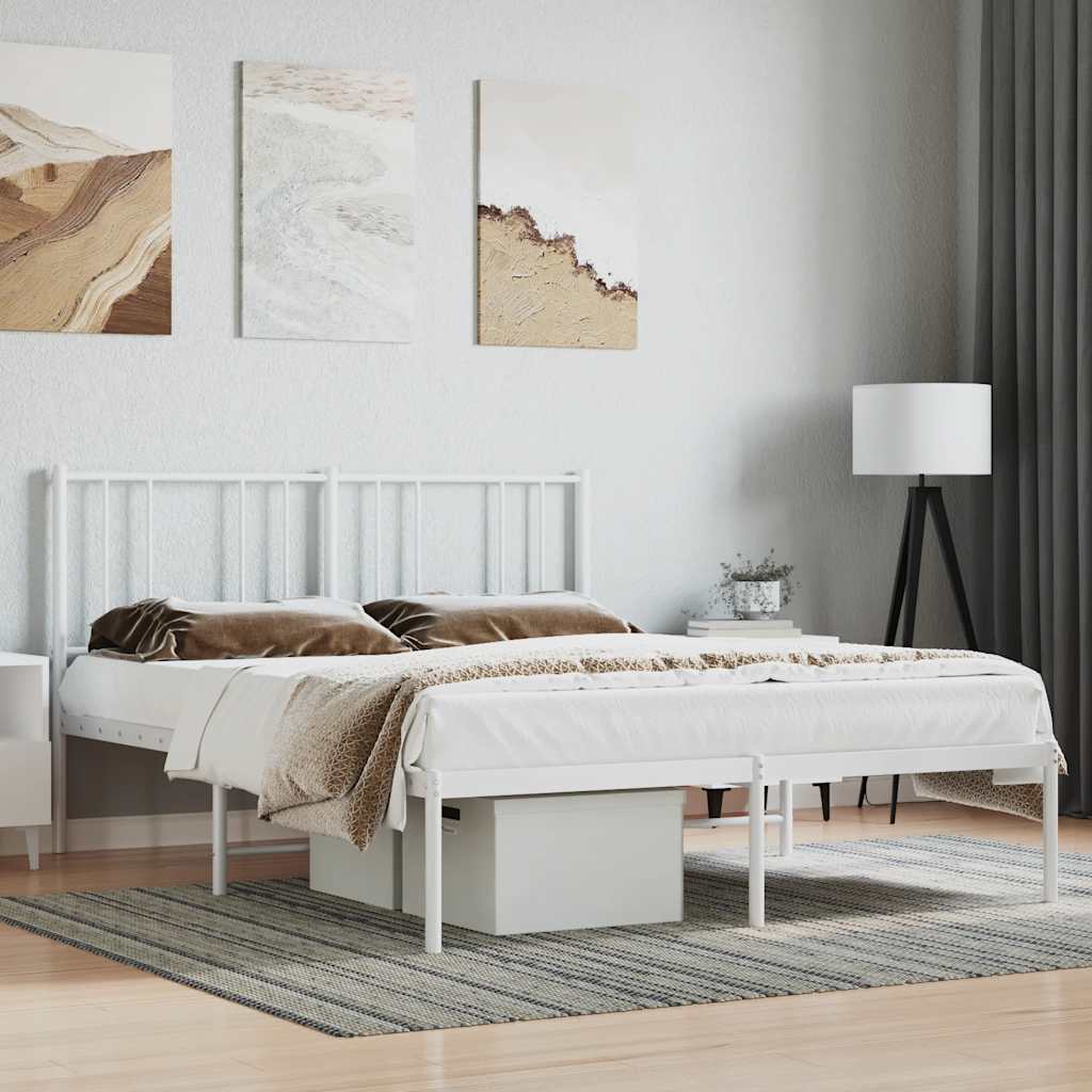 sengeramme med sengegavl 160x200 cm metal hvid