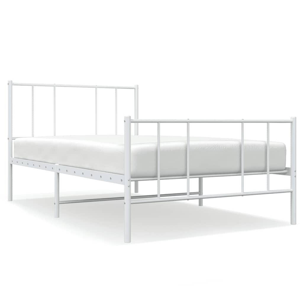 sengeramme med sengegavl og fodgærde 80x200 cm metal hvid