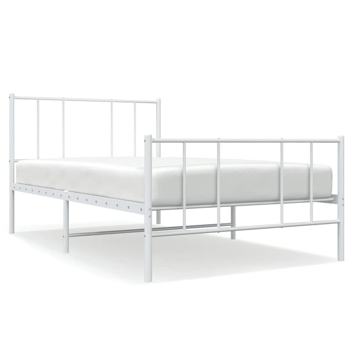 sengeramme med sengegavl og fodgærde 80x200 cm metal hvid