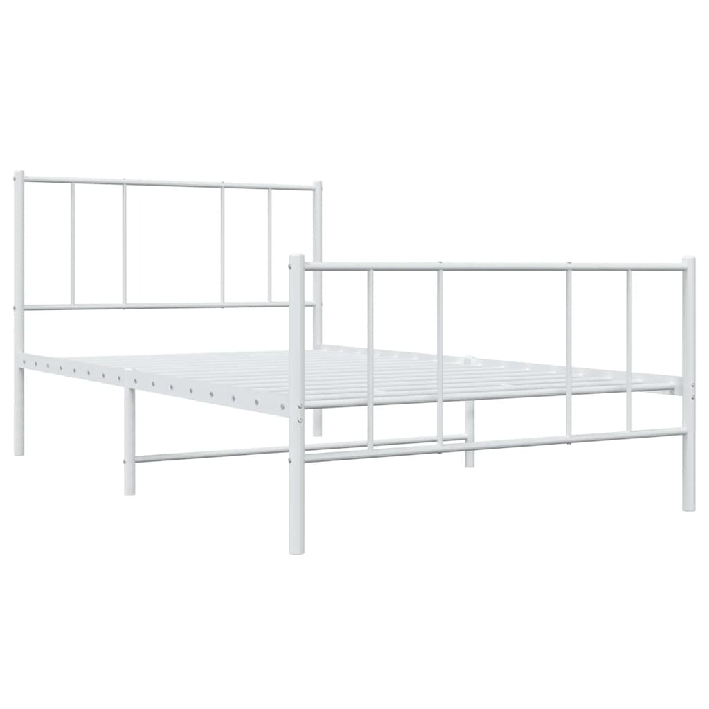 sengeramme med sengegavl og fodgærde 80x200 cm metal hvid