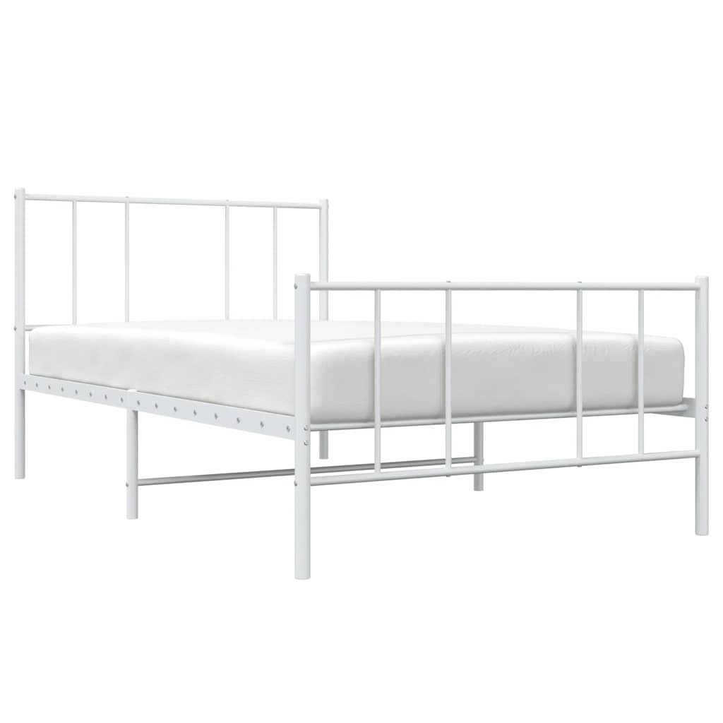 sengeramme med sengegavl og fodgærde 80x200 cm metal hvid