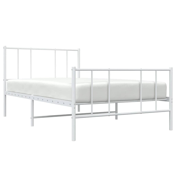 sengeramme med sengegavl og fodgærde 80x200 cm metal hvid